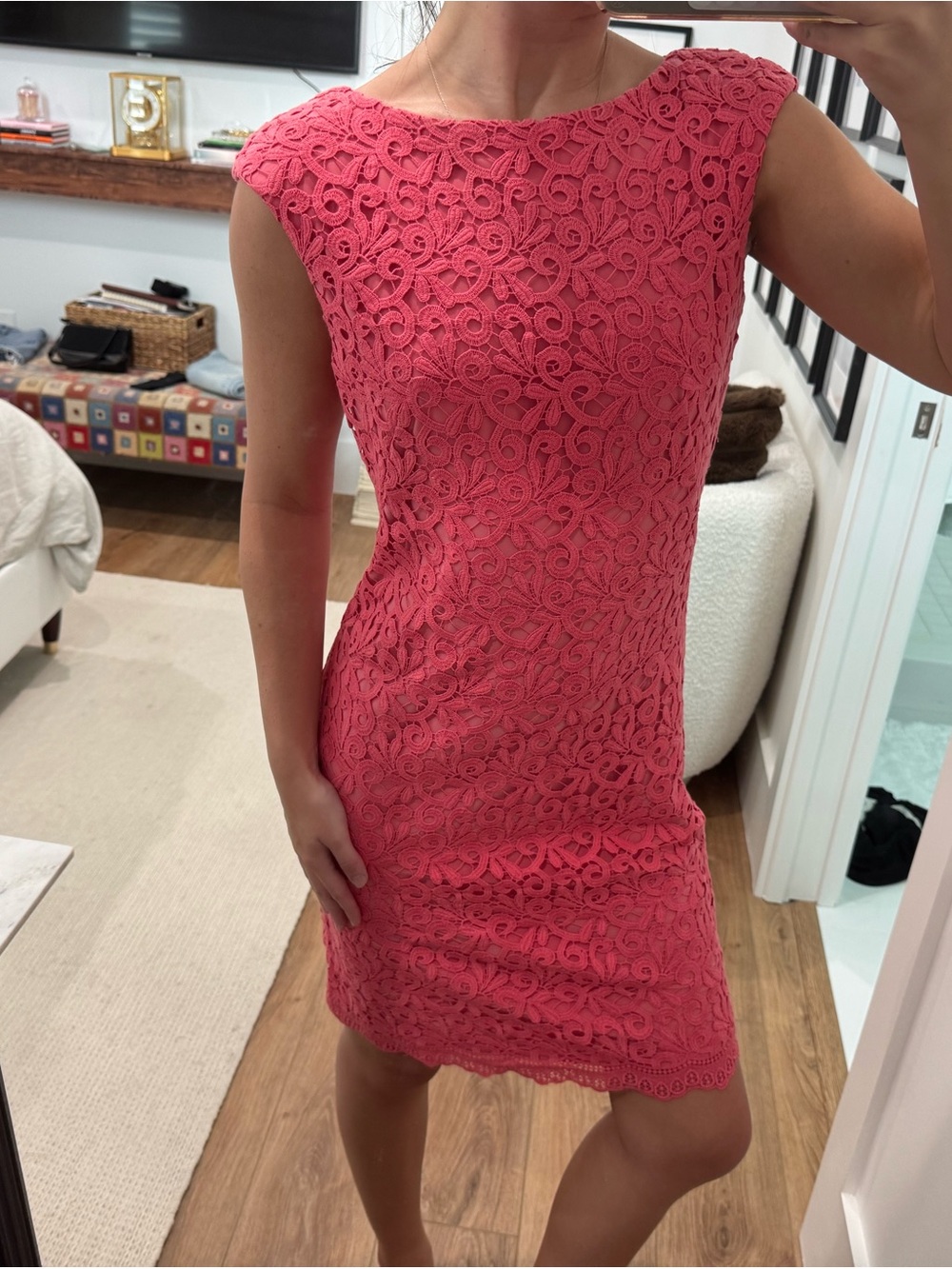 Lauren Ralph Lauren Coral Lace Sheath Dress